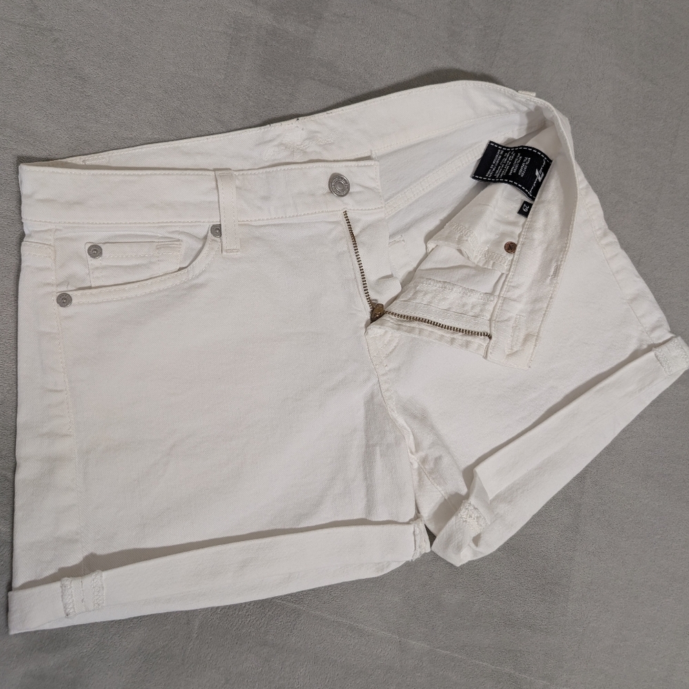 7 All Mankind White Denim Cotton Shorts